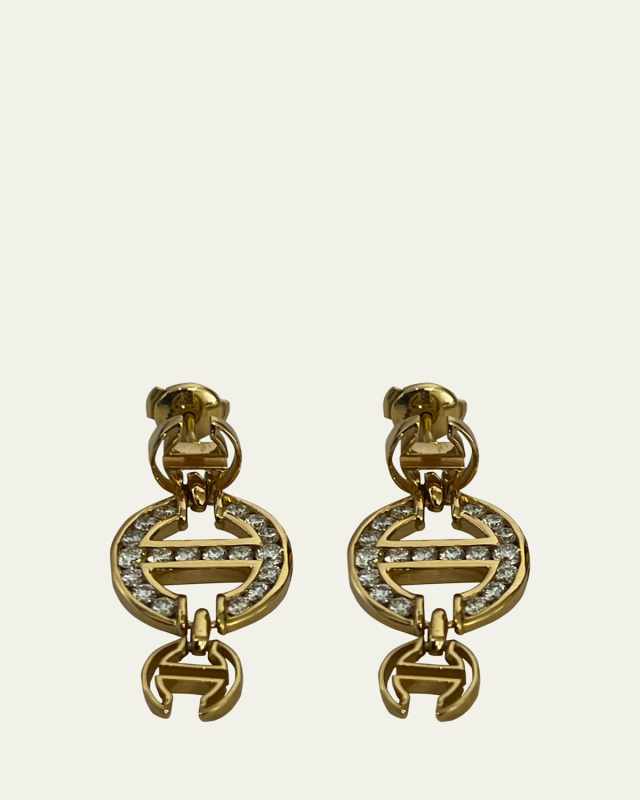 18K Yellow Gold MMV Happiness Channel Set White Diamond Earrings